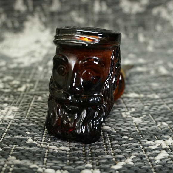 Vintage Avon Smoker Pipe Man Face After Shave Bottle Amber Glass Collectible - Picture 2 of 5